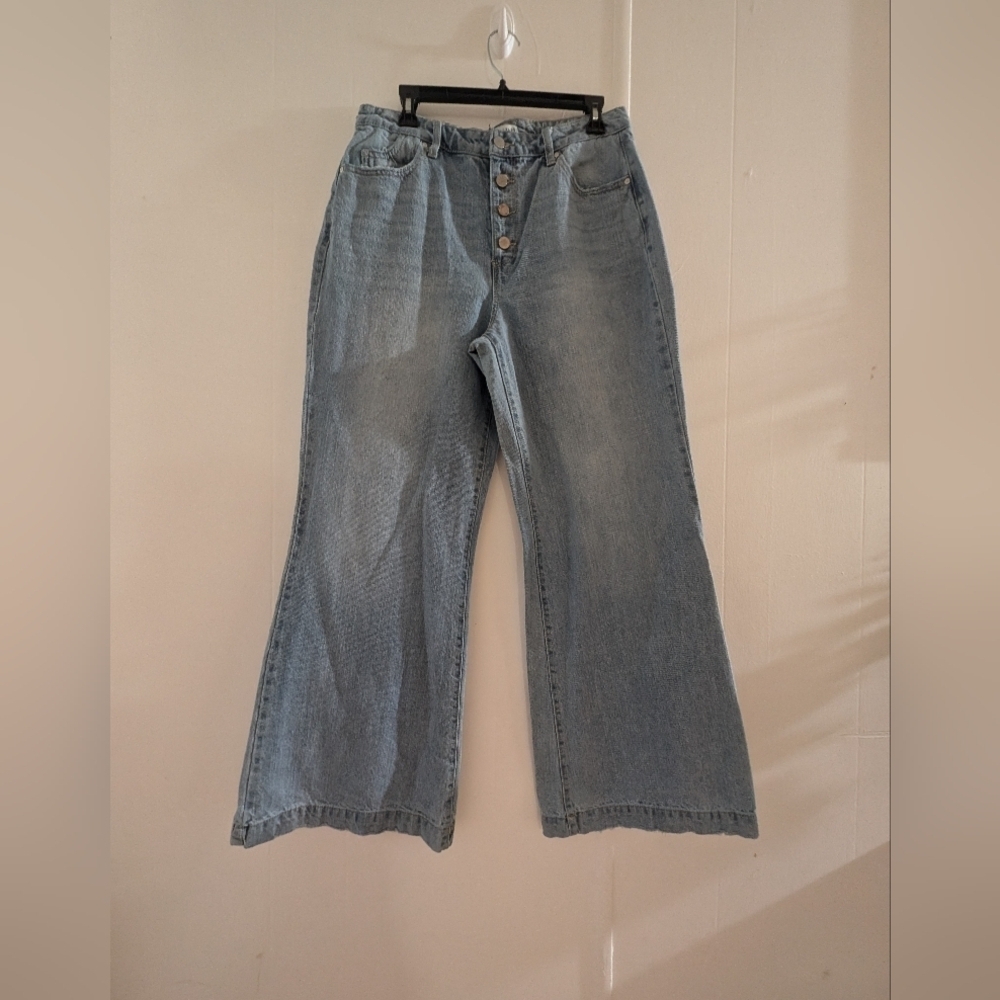 Classic Light Blue Flare Jeans Y2k Highrise Button Jeans